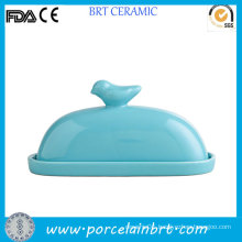 Bird on Lid Decorative Ceramic Butter Dish